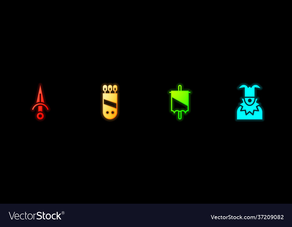 Set dagger quiver with arrows medieval flag Vector Image Set dagger quiver with arrows medieval flag