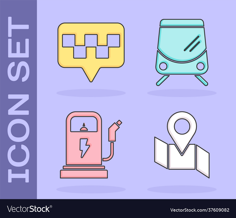 Set folded map with location marker pointer vector image Set folded map with location marker pointer