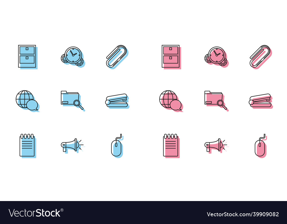 Set line notebook megaphone archive papers vector image Set line notebook megaphone archive papers
