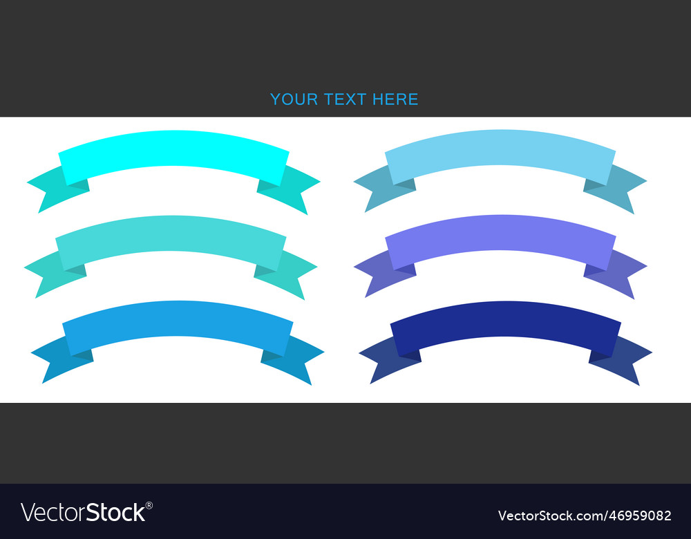 Set of banners blue curve ribbons isolated vector image Set of banners blue curve ribbons isolated