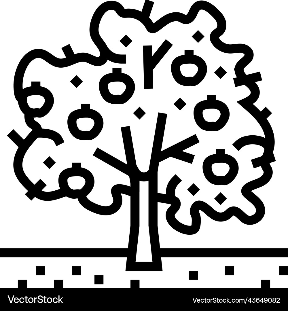 Tree apple fruit line icon Royalty Free Vector Image