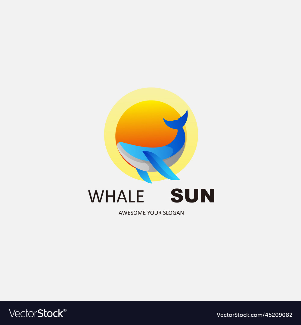 Whale sun logo design gradient color