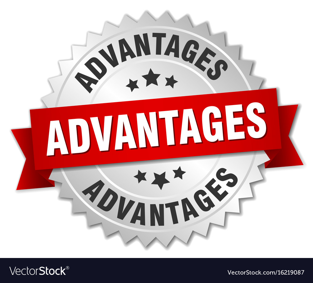 Advantages round isolated silver badge Royalty Free Vector