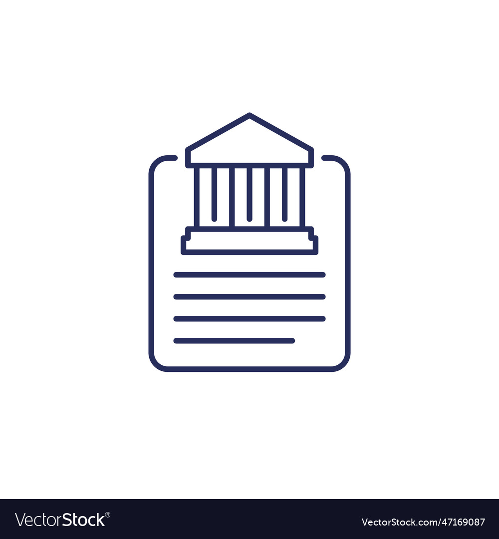 Bank document line icon on white Royalty Free Vector Image