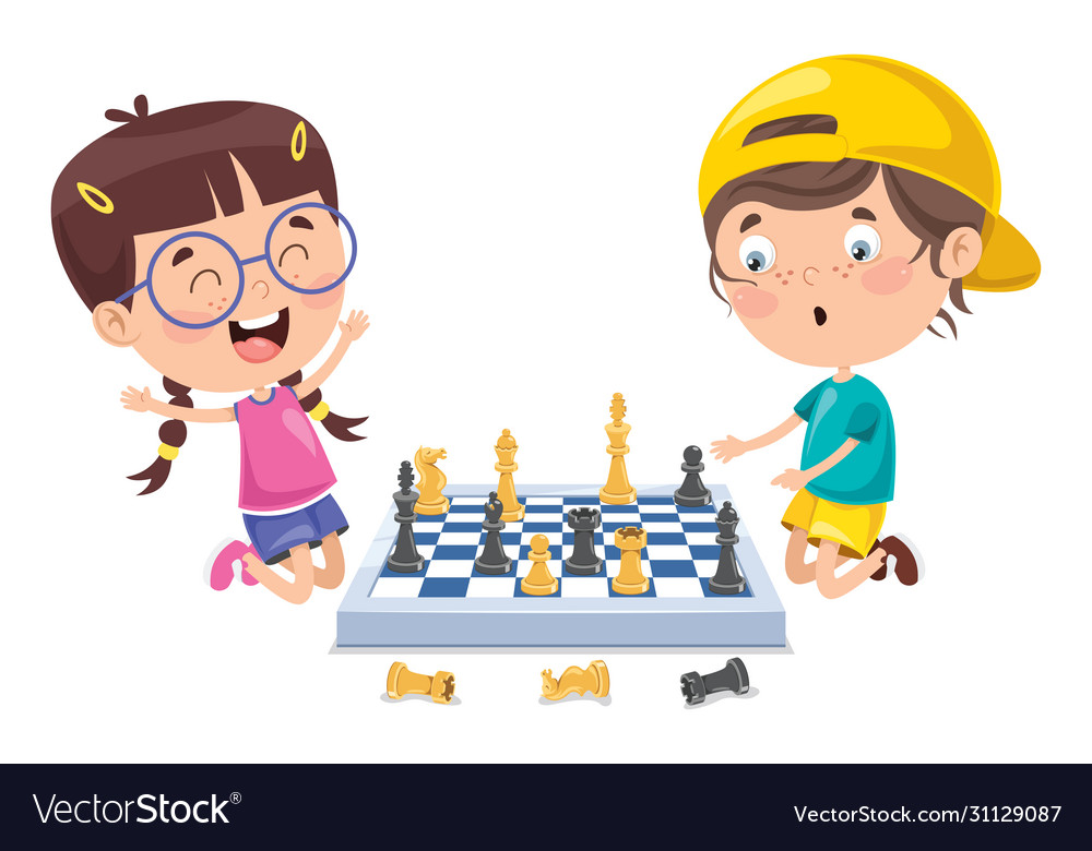 Flat cartoon funny chessplayer play chess Vector Image