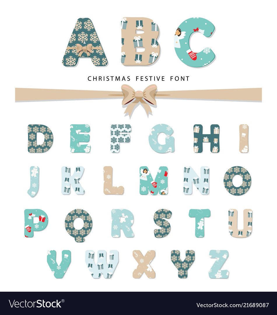 Christmas festive font Royalty Free Vector Image