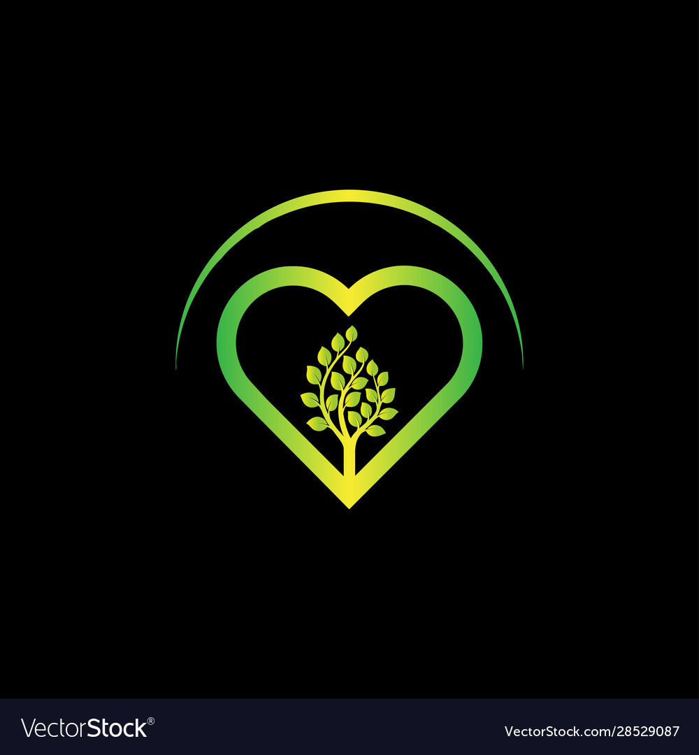 Creative eco leaves plant heart logo design