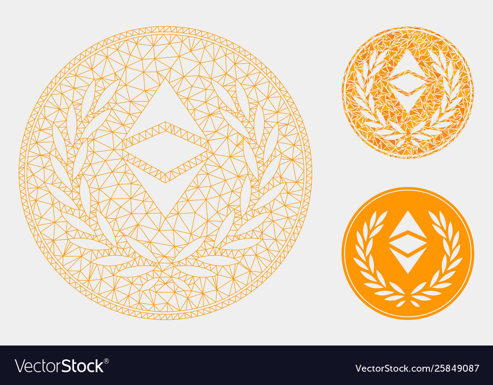 Ethereum classic laurel coin mesh network vector image Ethereum classic laurel coin mesh network