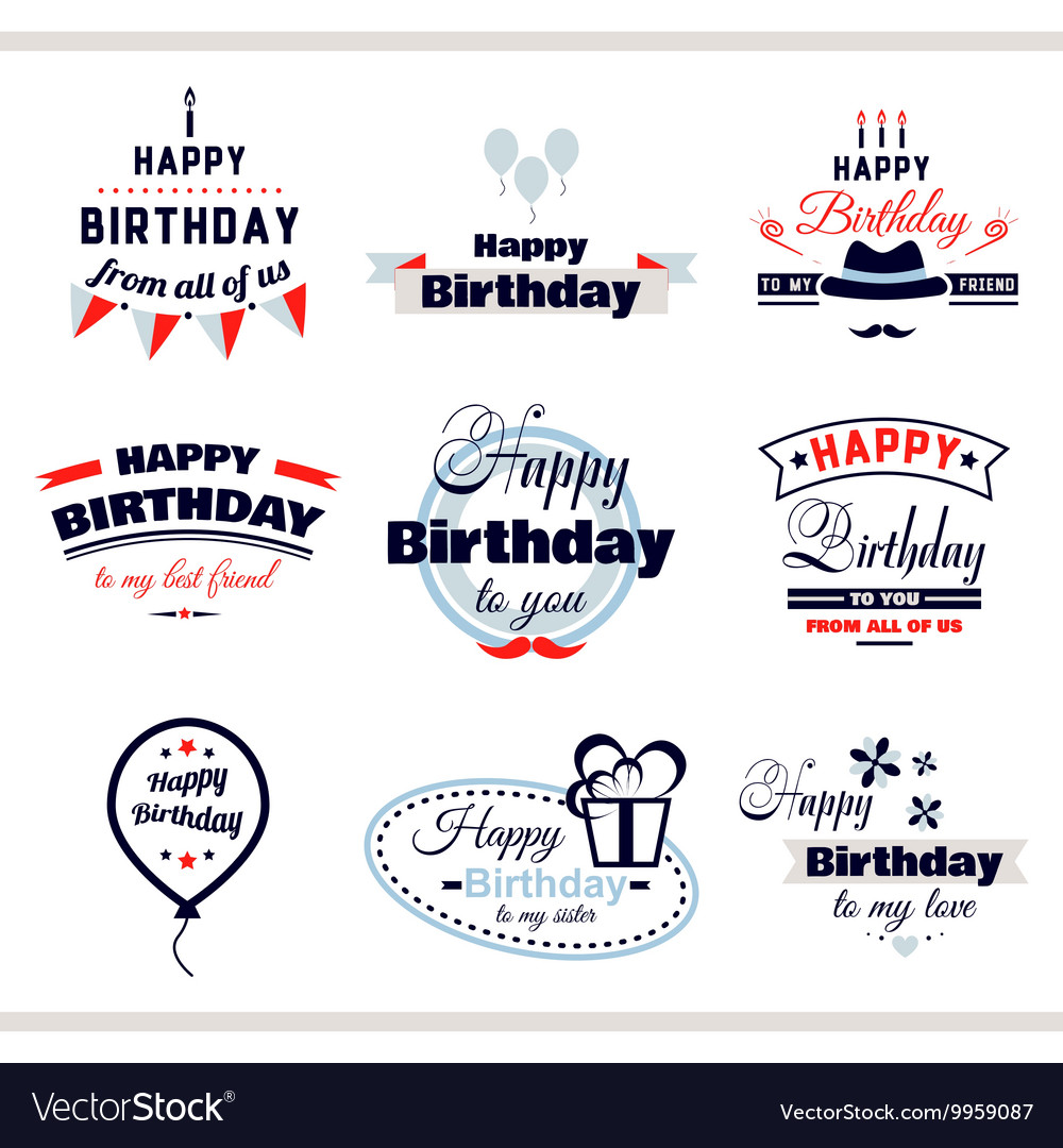 Happy birthday labels set