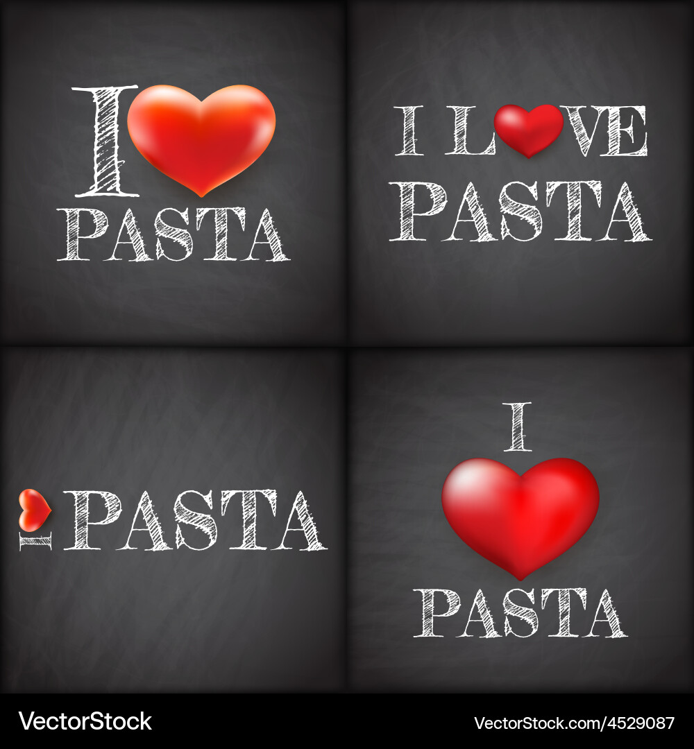 I love pasta set handwritten eps 10 Royalty Free Vector
