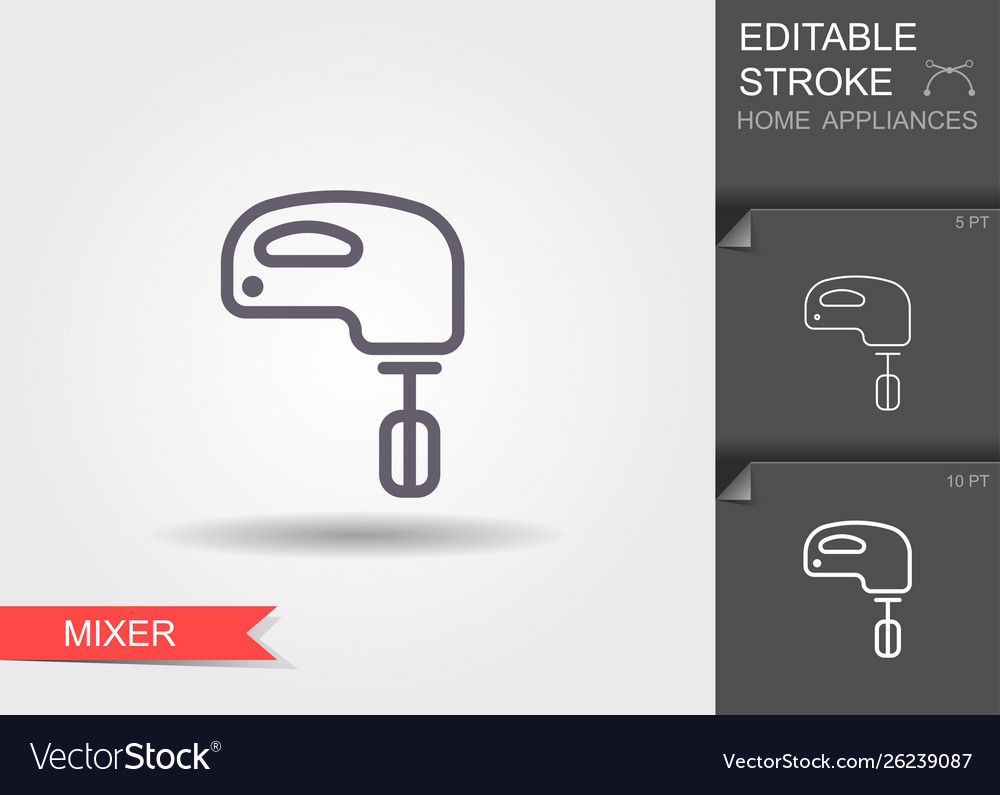 Mixer line icon with editable stroke shadow vector image Mixer line icon with editable stroke shadow