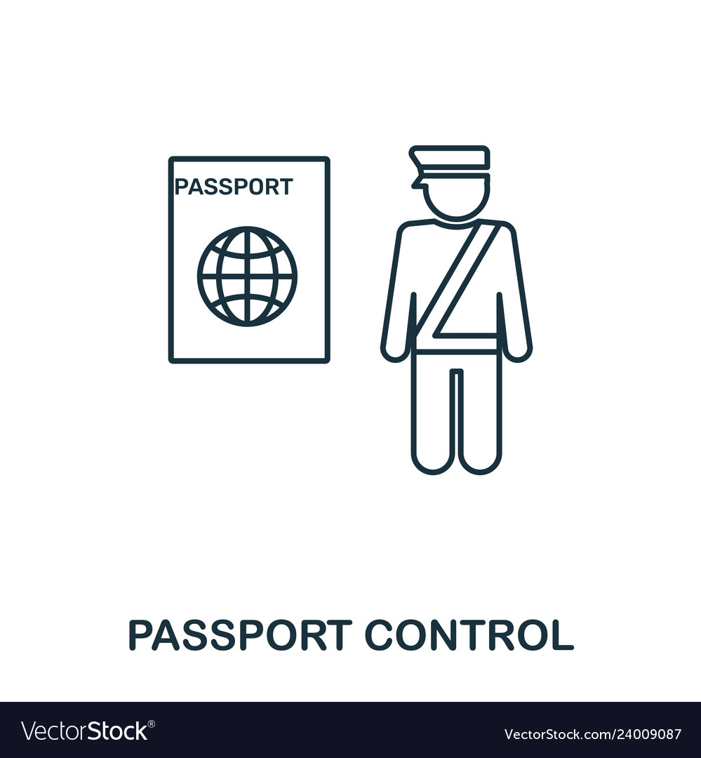 Passport control icon outline thin line style vector image Passport control icon outline thin line style