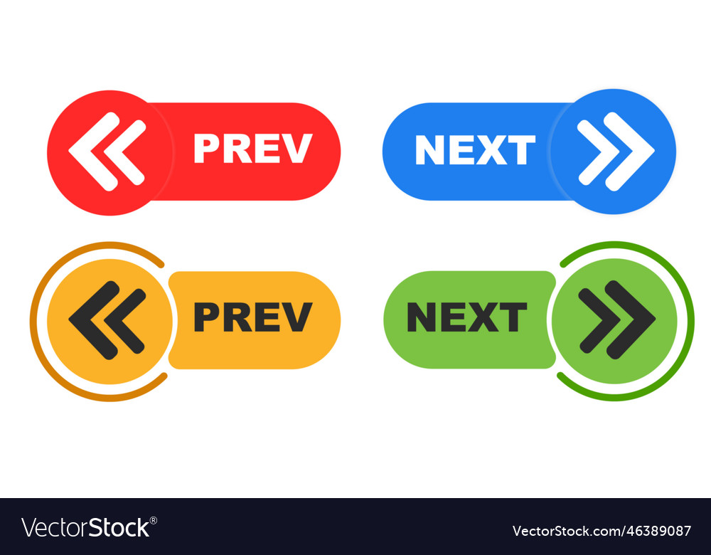 Vorherige und nächste Schaltfläche Prev-Tasten setzen vector image Vorherige und nächste Schaltfläche Prev-Tasten setzen