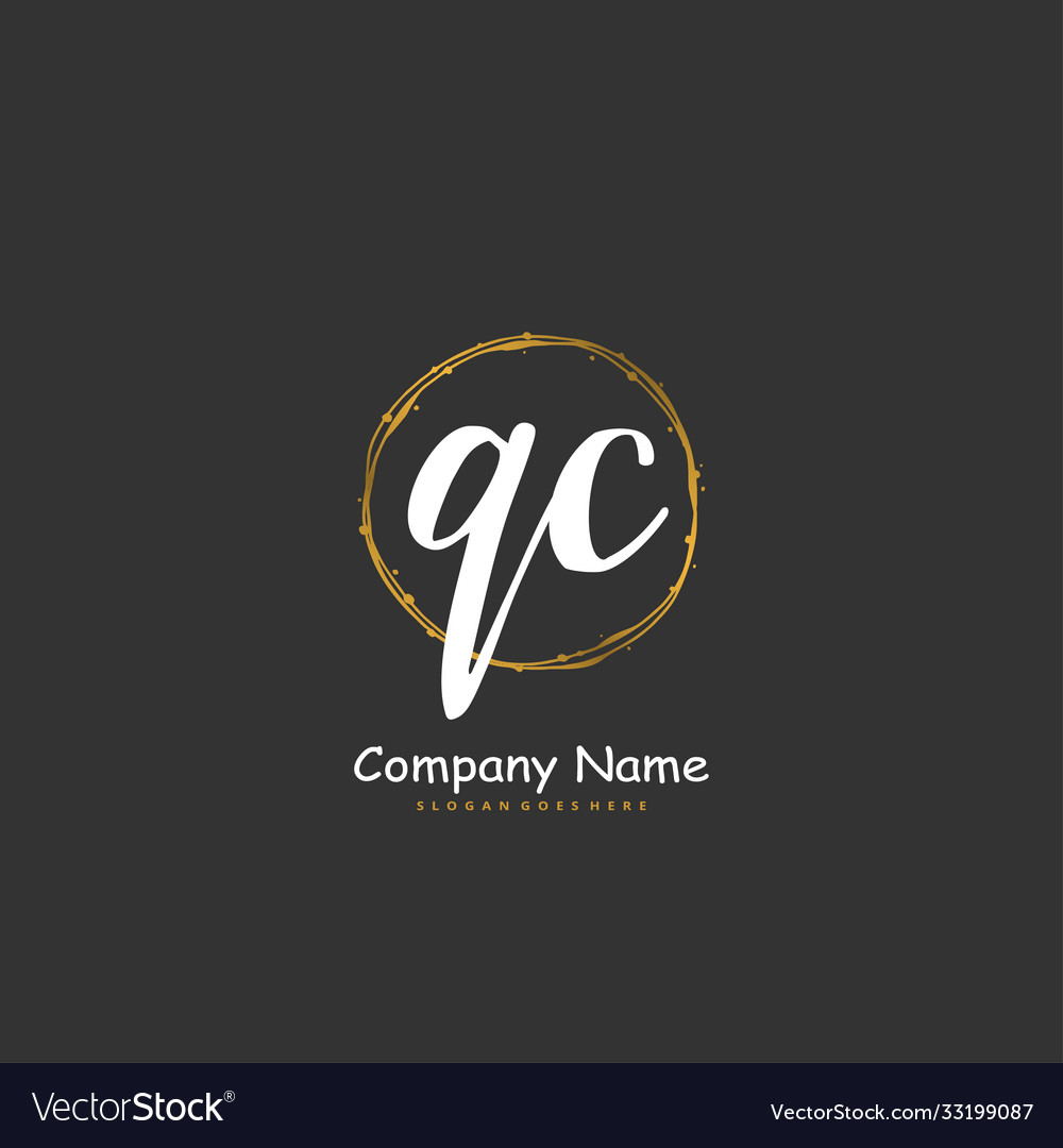 Q c qc initial handwriting and signature logo vector image Q c qc initial handwriting and signature logo