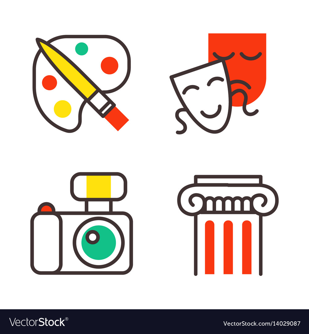 Set of art icons in flat design camera picture