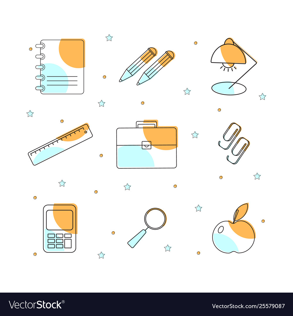 Set with school objects