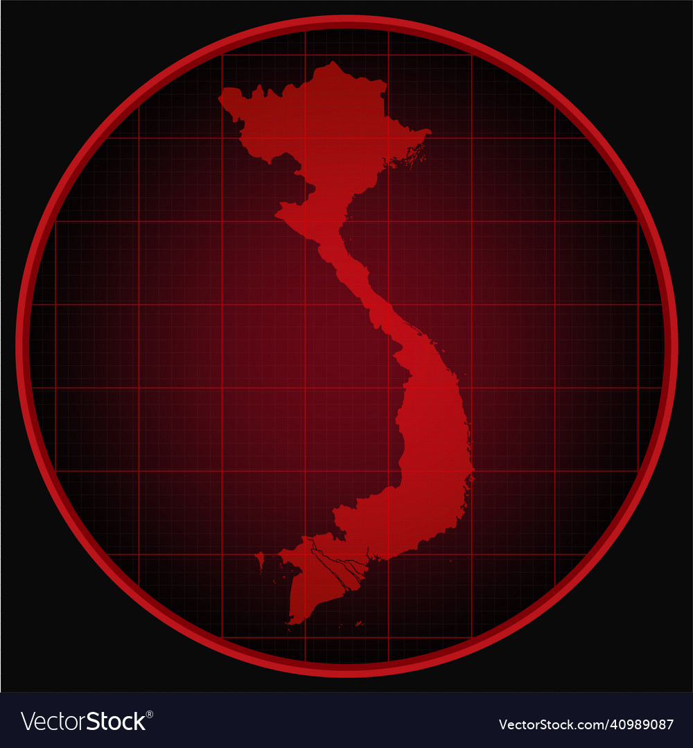 Template map outline vietnam on radar Royalty Free Vector