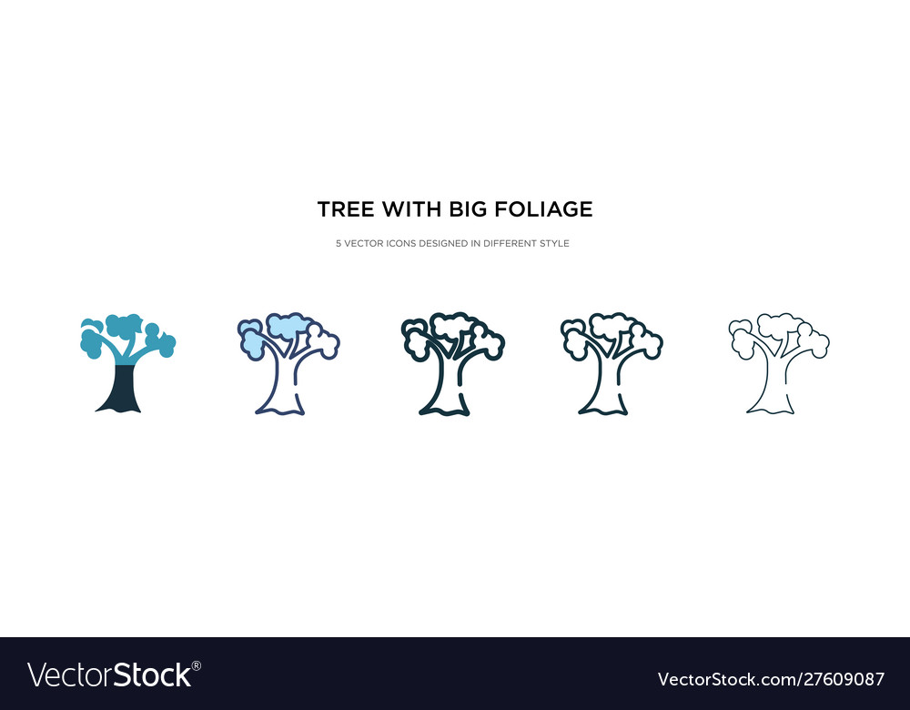 Tree with big foliage icon in different style
