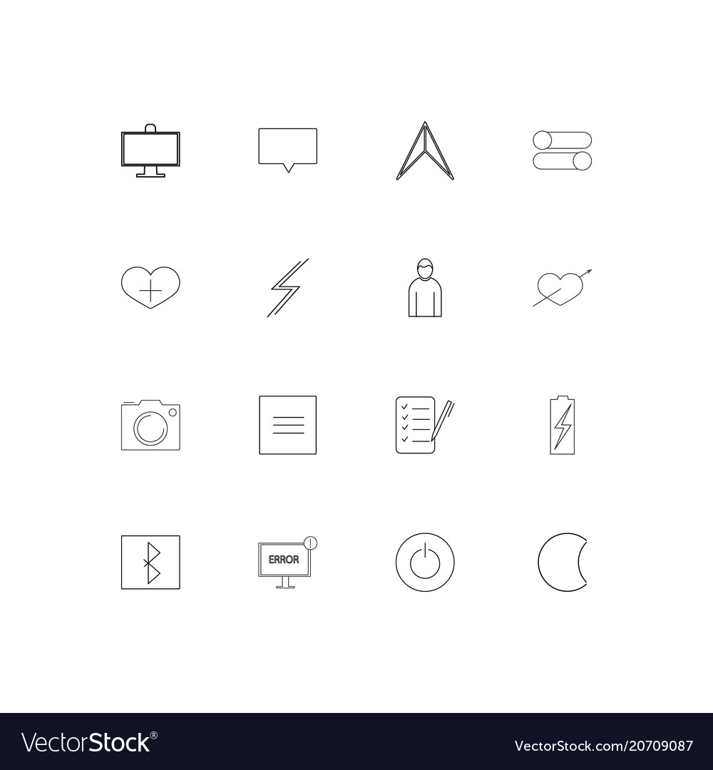User interface simple linear icons set outlined