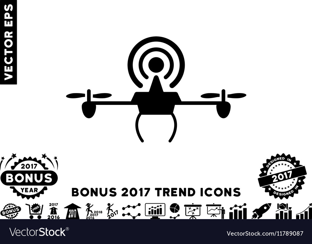 Wifi repeater drone flat icon with 2017 bonus