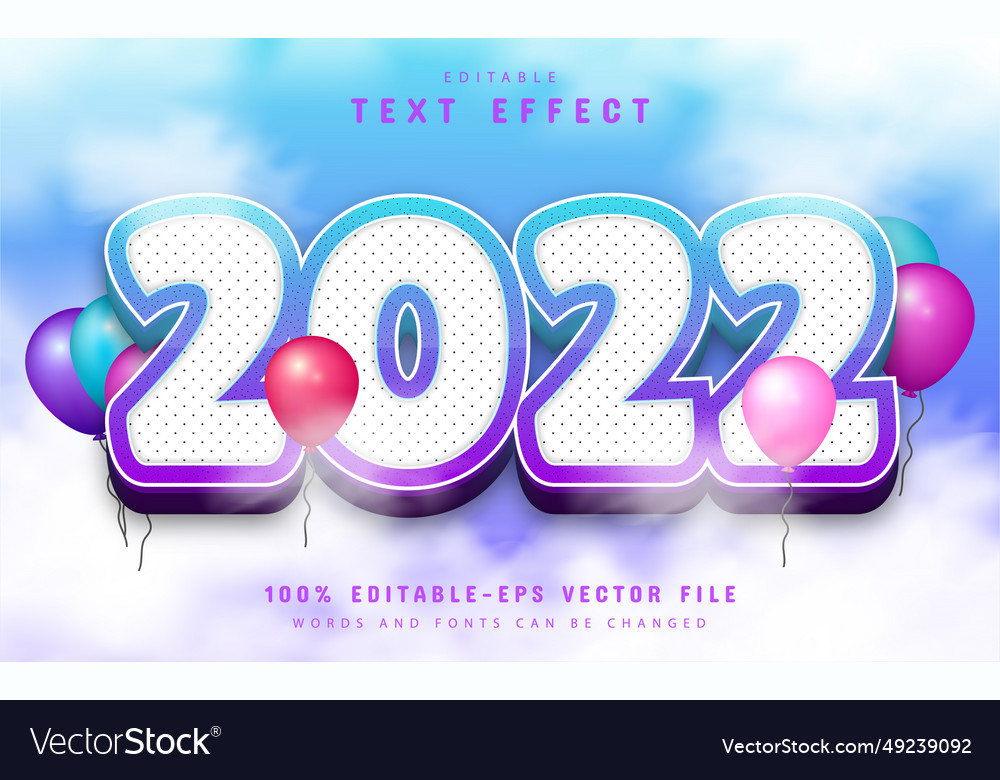 2022 text editable effect cartoon style Vector Image 2022 text editable effect cartoon style