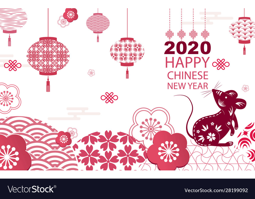 Bright banner with chinese new ayer 2020 vector image Bright banner with chinese new ayer 2020