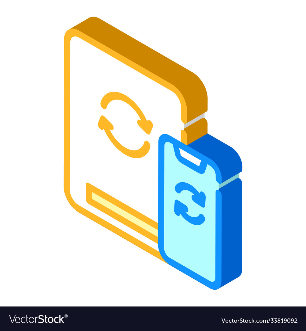 Cloud synchronization with phone isometric icon