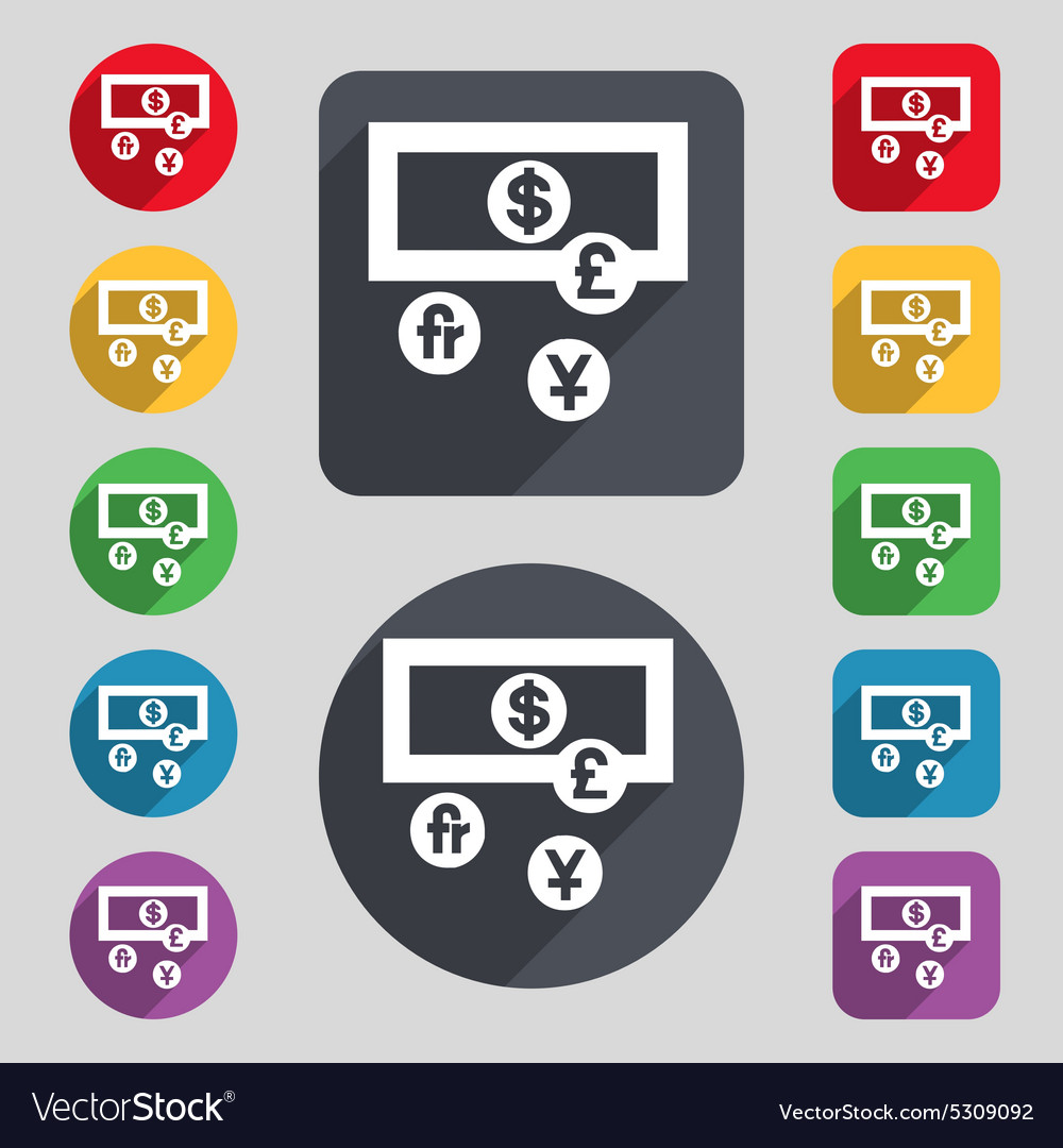 Currencies Of The World Icon Sign A Set 12 Vector Image