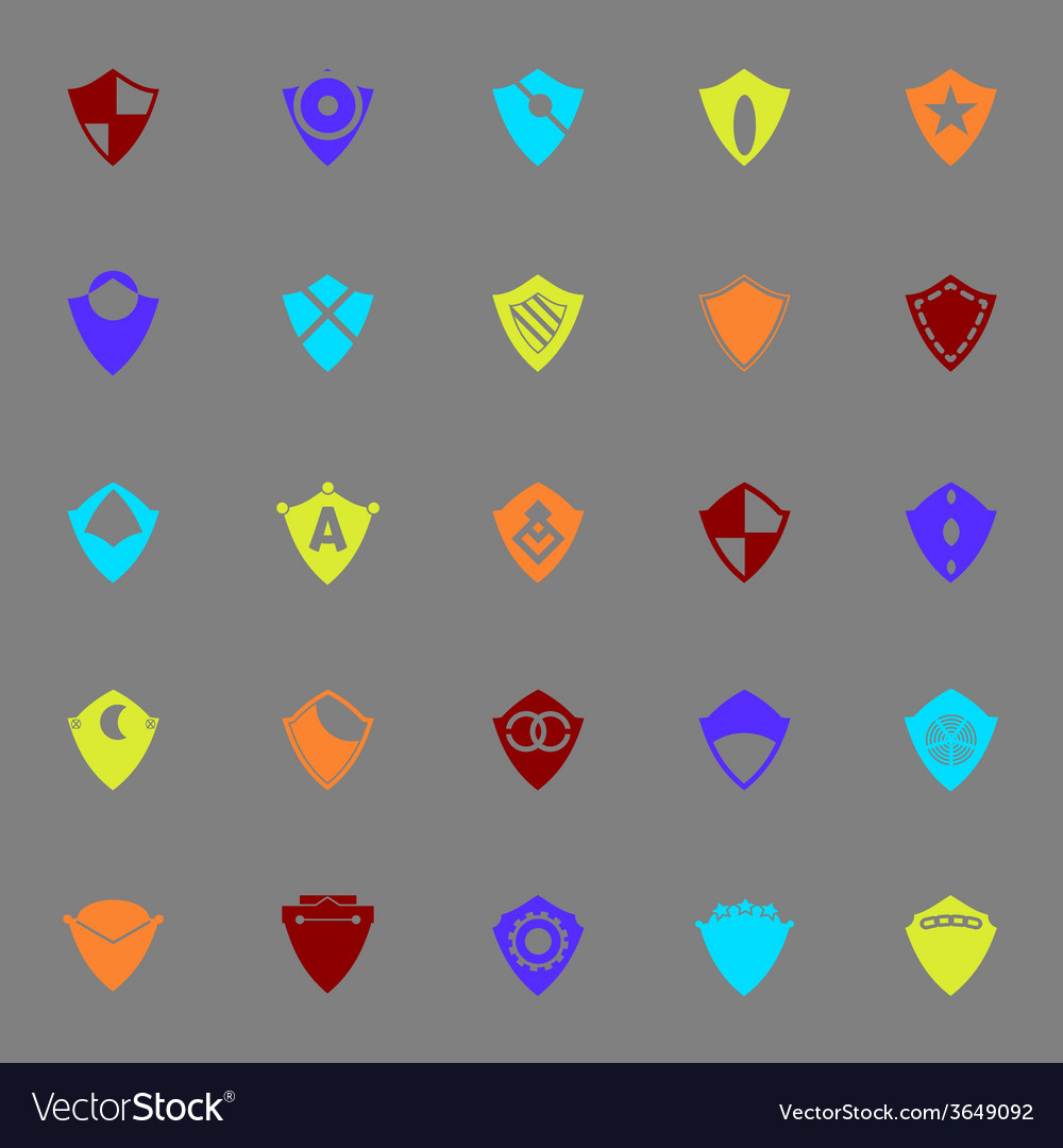 Design shield color icons on gray background