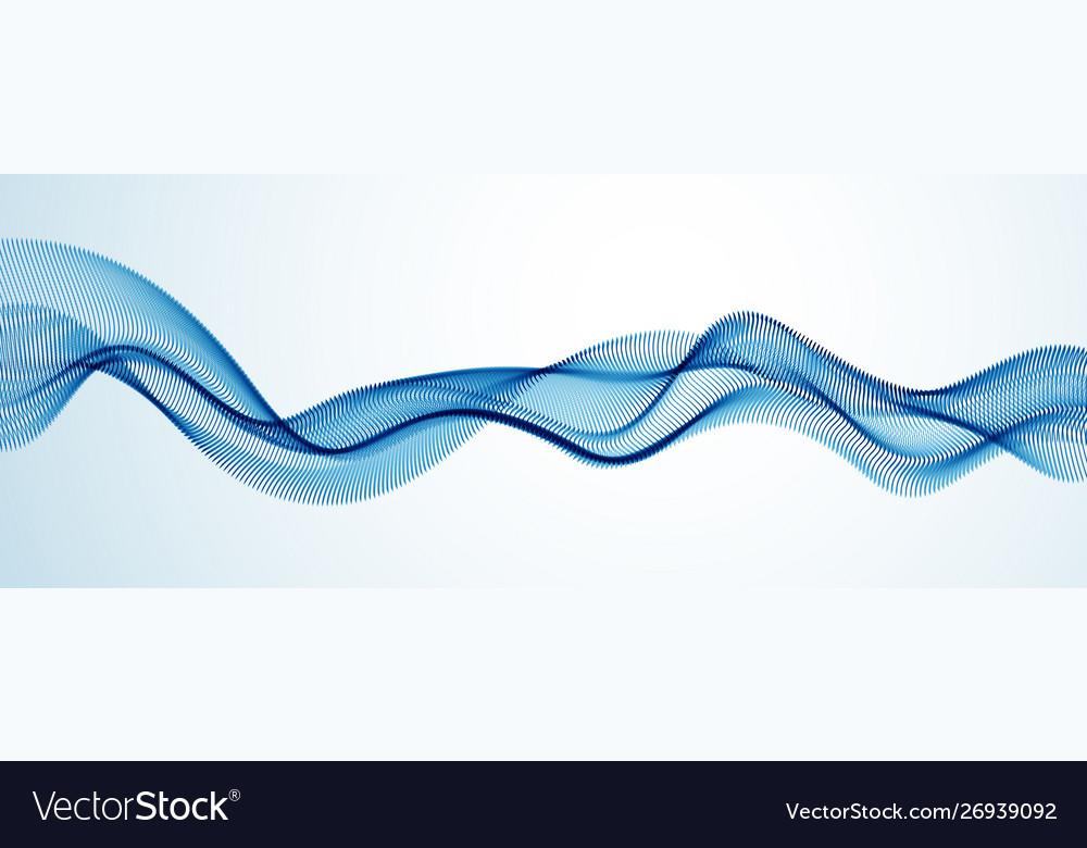 Dynamic particles sound wave flowing dotted vector image Dynamic particles sound wave flowing dotted
