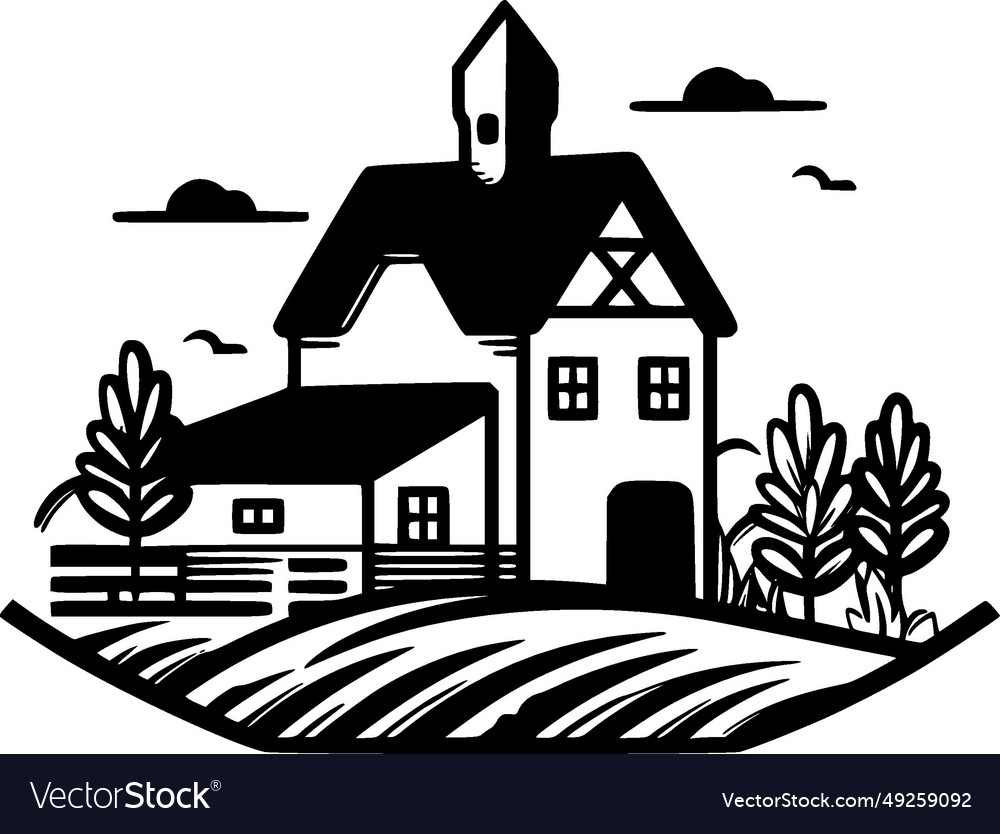 Farmhouse Black And White Royalty Free Vector Image farmhouse-black-and-white-royalty-free-vector-image