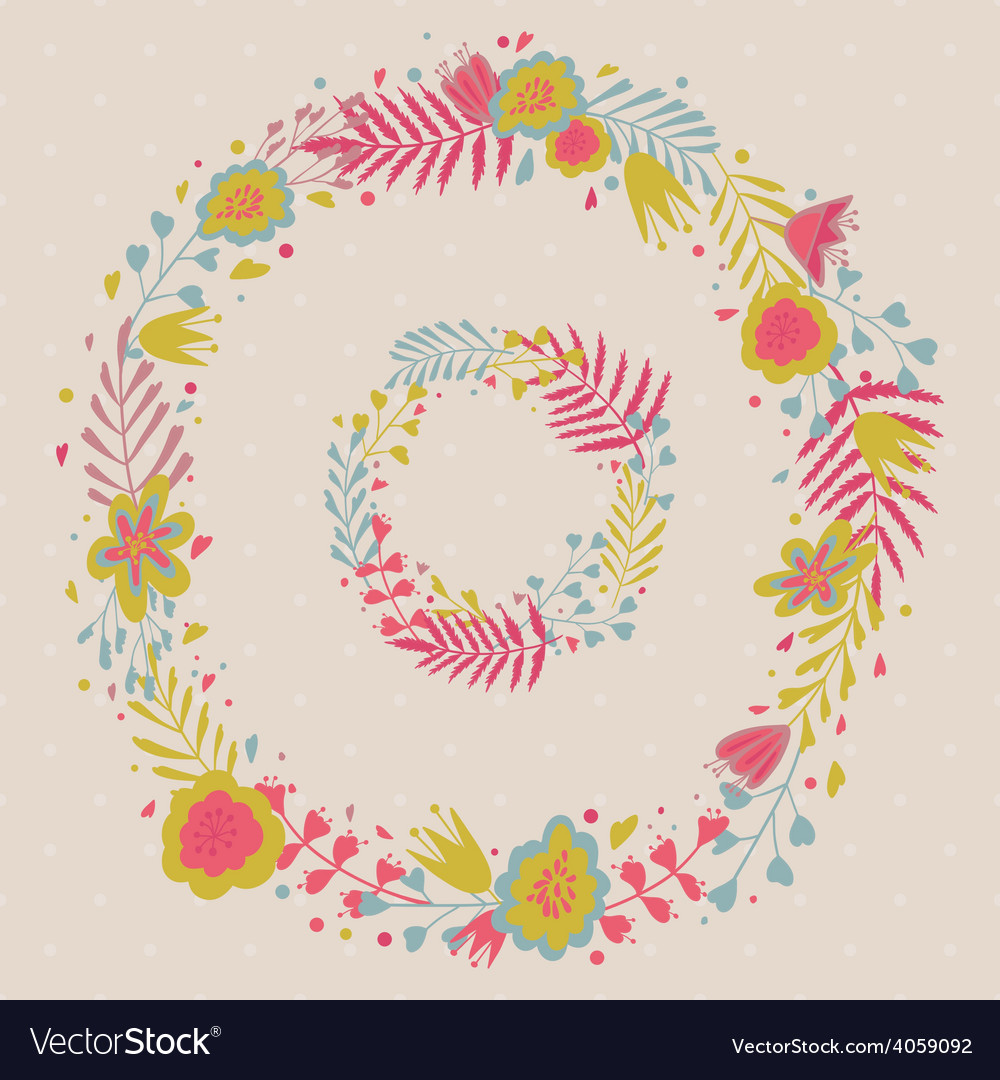 Floral frame cute retro flowers wreathes