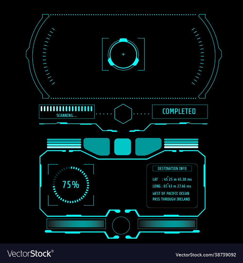 Hud futuristic interface display screen digital vector image Hud futuristic interface display screen digital