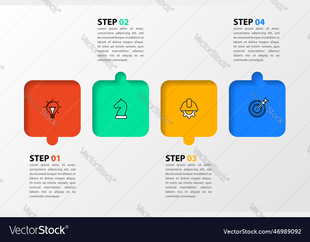Infographic template 4 puzzles in a row vector image Infographic template 4 puzzles in a row