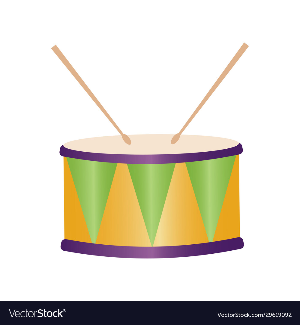 Isolated drum and drumsticks Royalty Free Vector Image