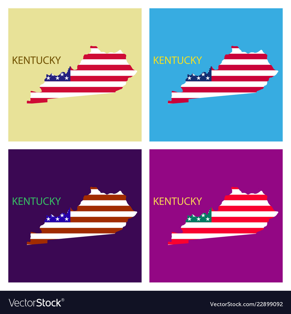 Kentucky state of america with map flag print Vector Image