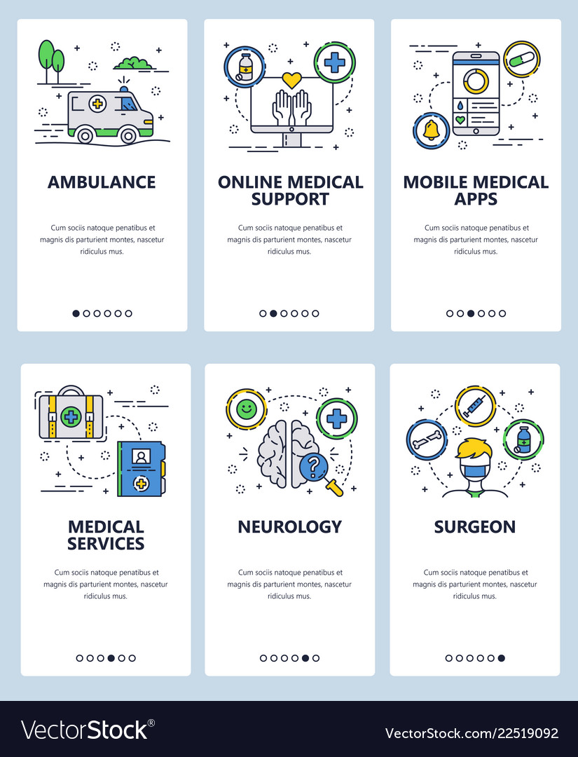 Line art web and mobile app template set