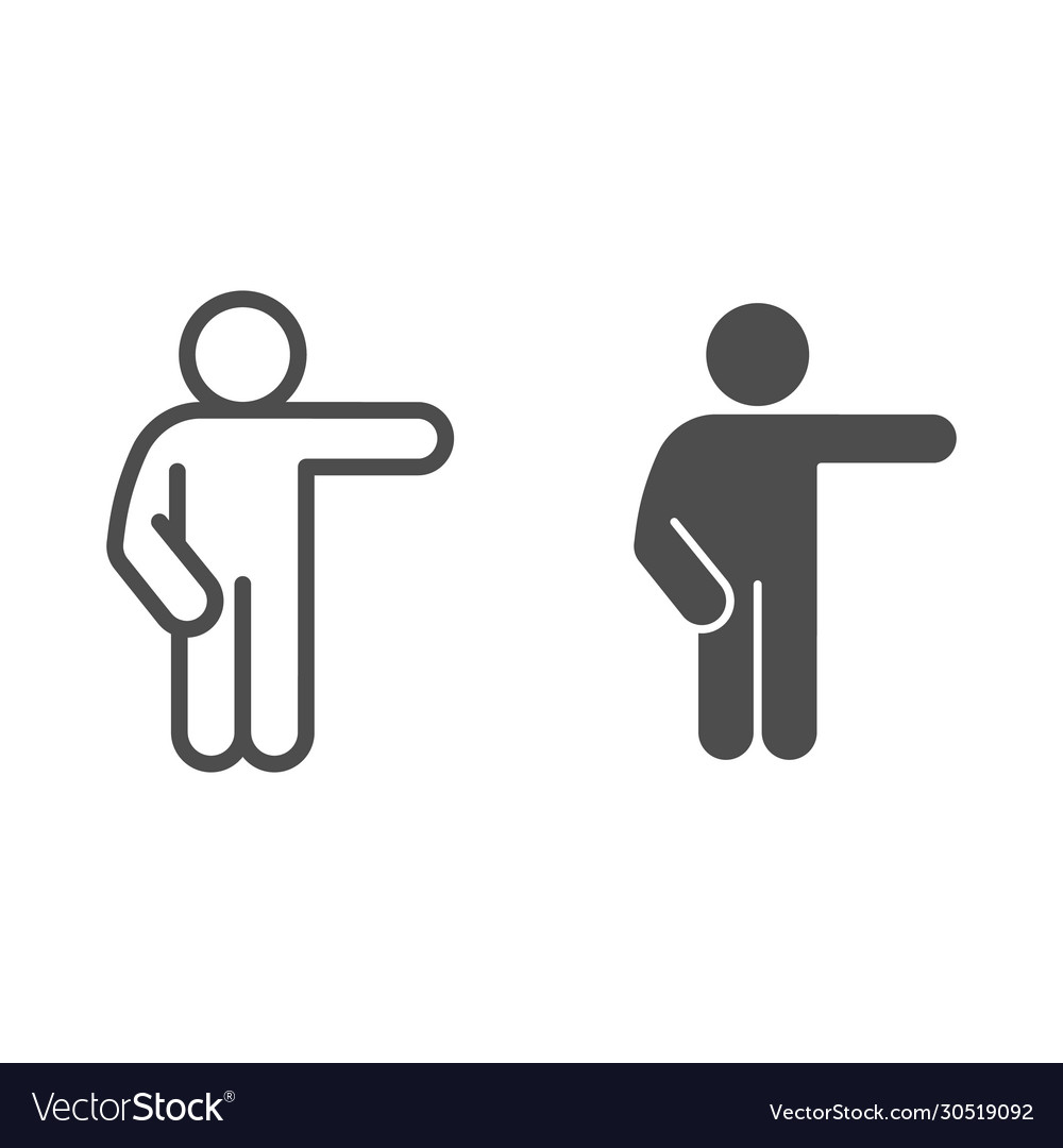 Man point to right line and solid icon vector image Man point to right line and solid icon