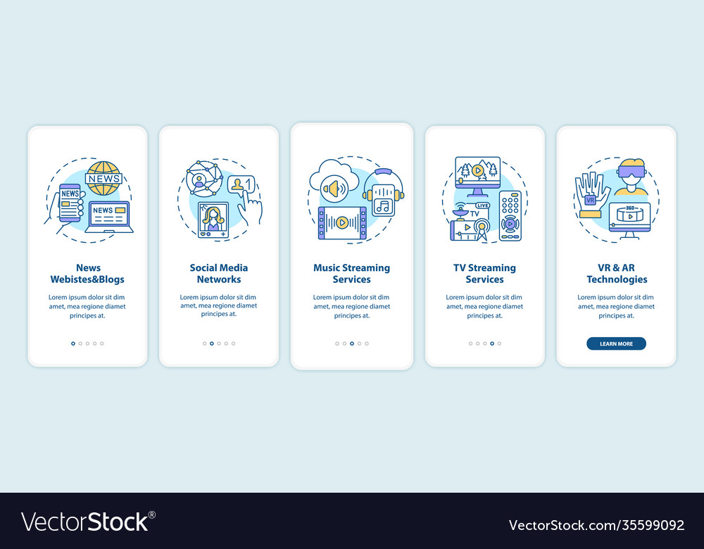 New media examples onboarding mobile app page vector image New media examples onboarding mobile app page