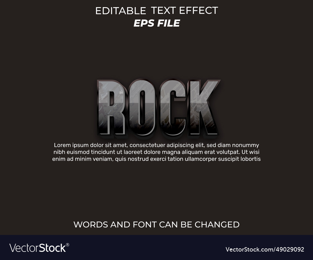 Rock text effect font editable typography 3d