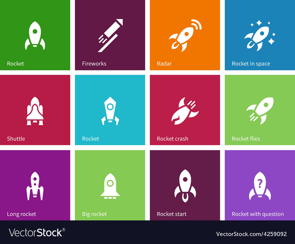 Rocket icons on color background