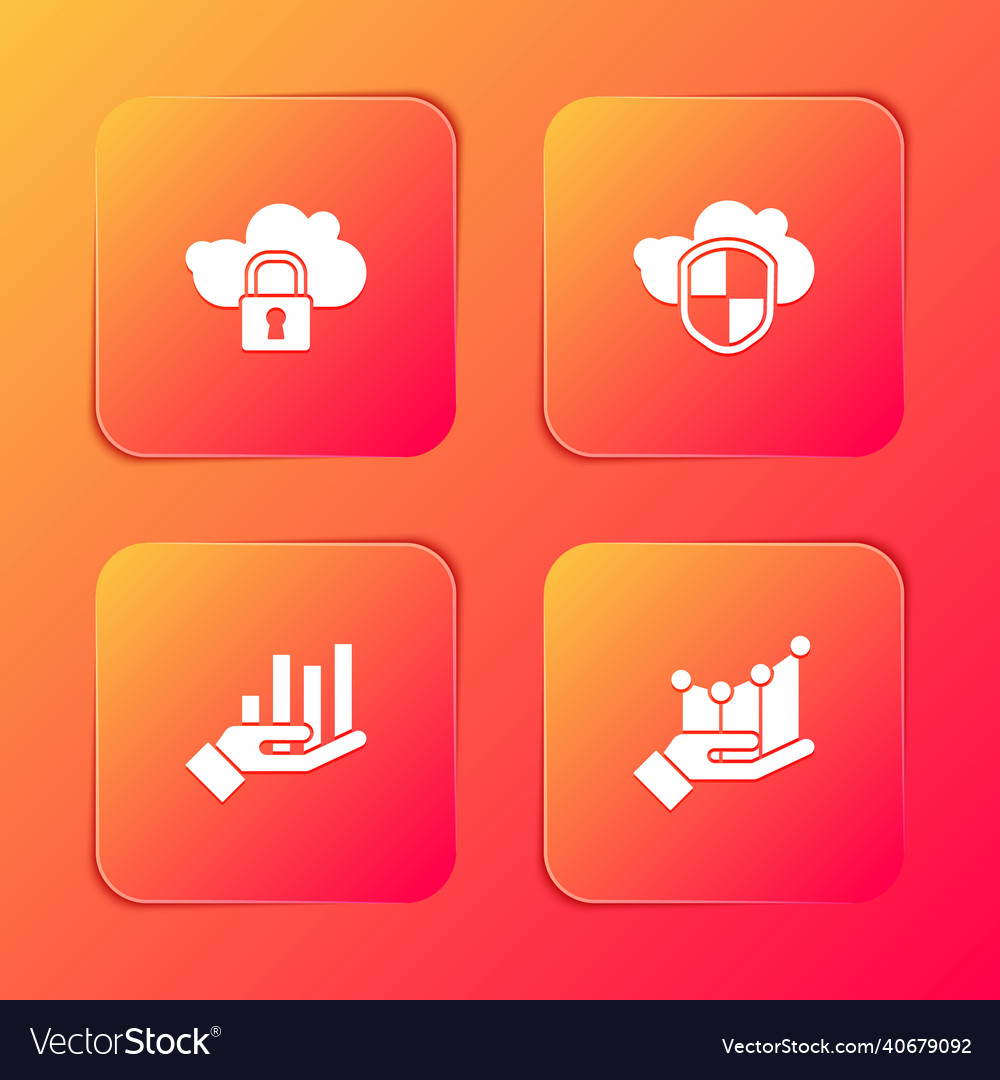 Set cloud computing lock and shield pie chart vector image Set cloud computing lock and shield pie chart