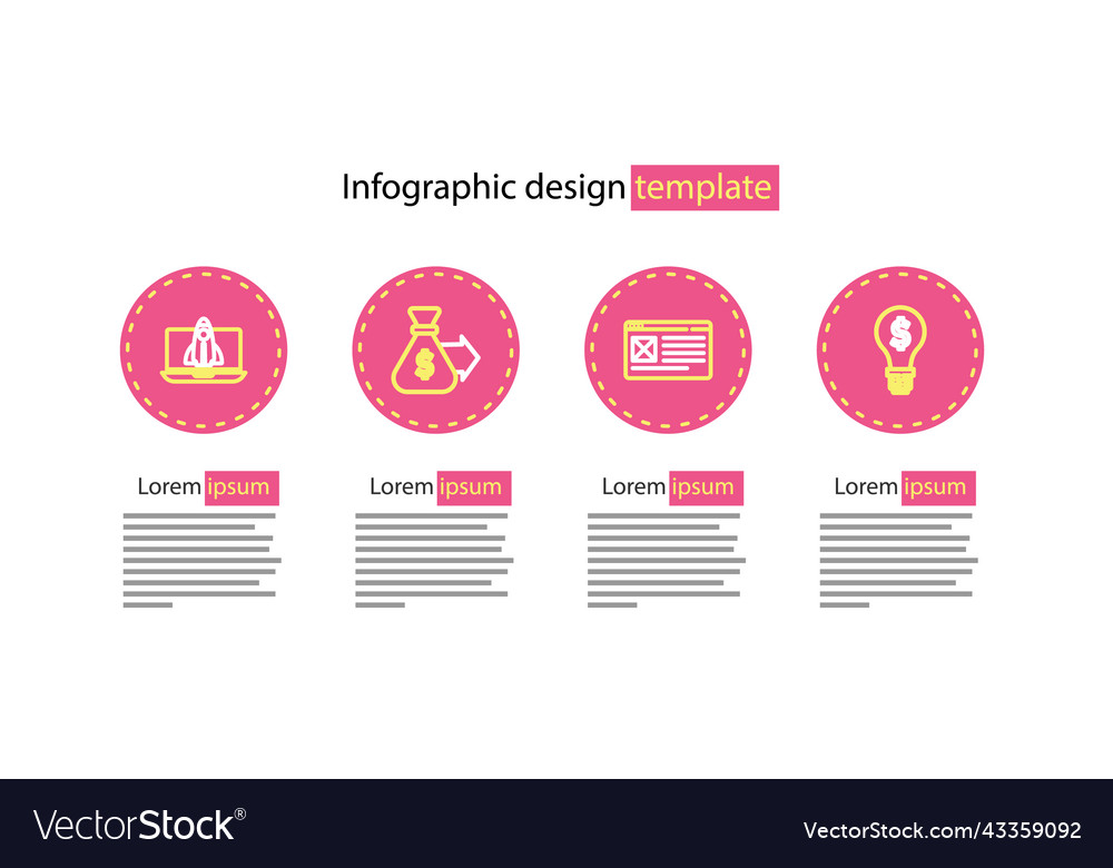 Set line browser window light bulb with dollar Vector Image Set line browser window light bulb with dollar
