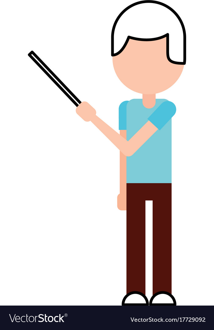 Teacher with pointer showing lesson