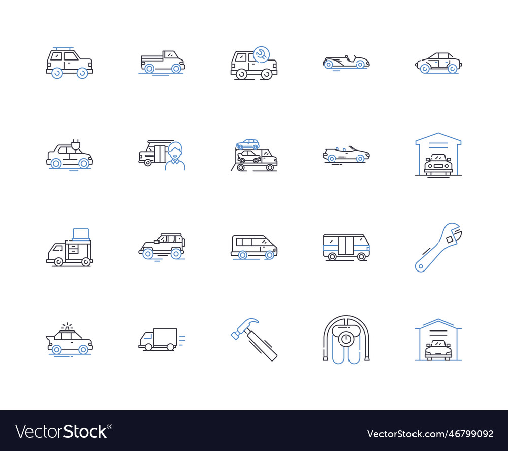 Transit line icons collection commute subway vector image Transit line icons collection commute subway
