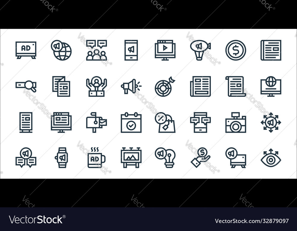 Advertisement line icons linear set quality Vector Image Advertisement line icons linear set quality