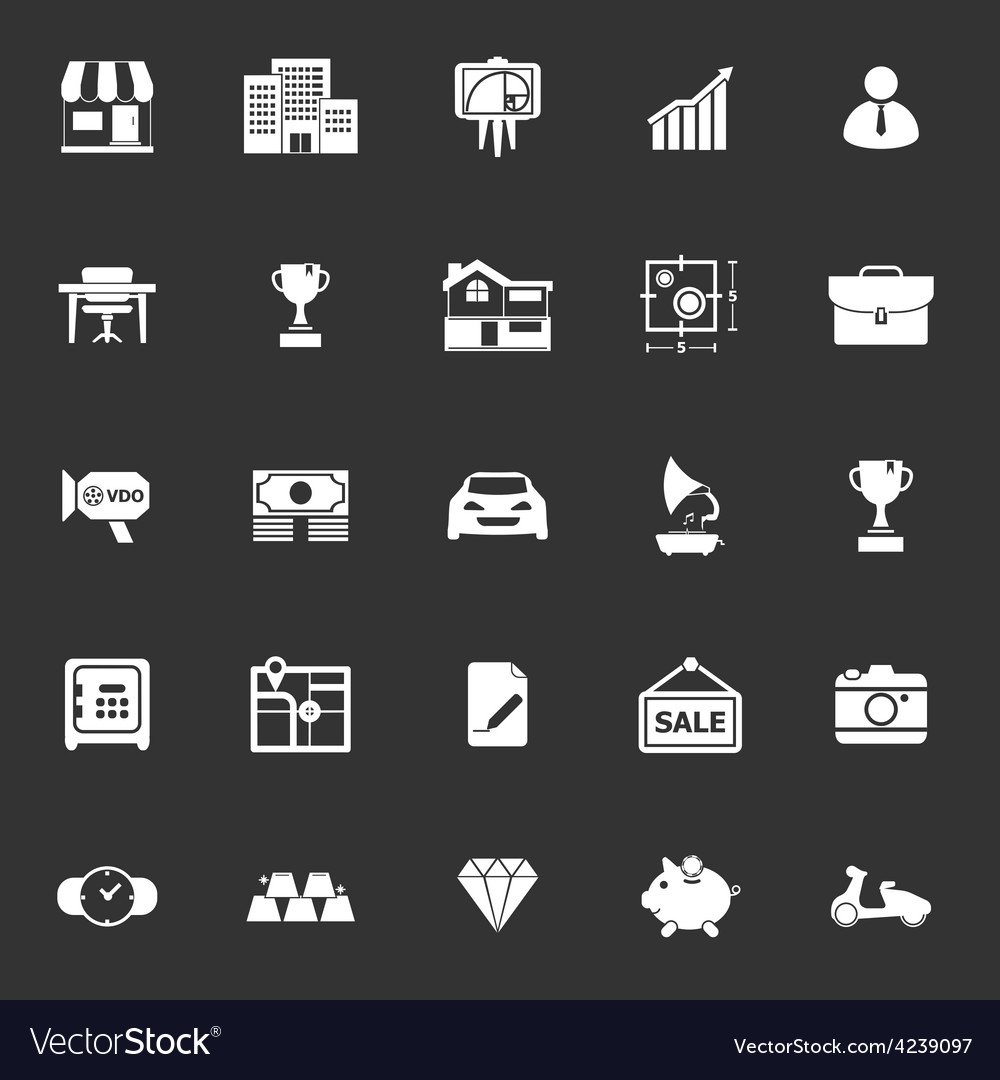 Asset and property icons on gray background