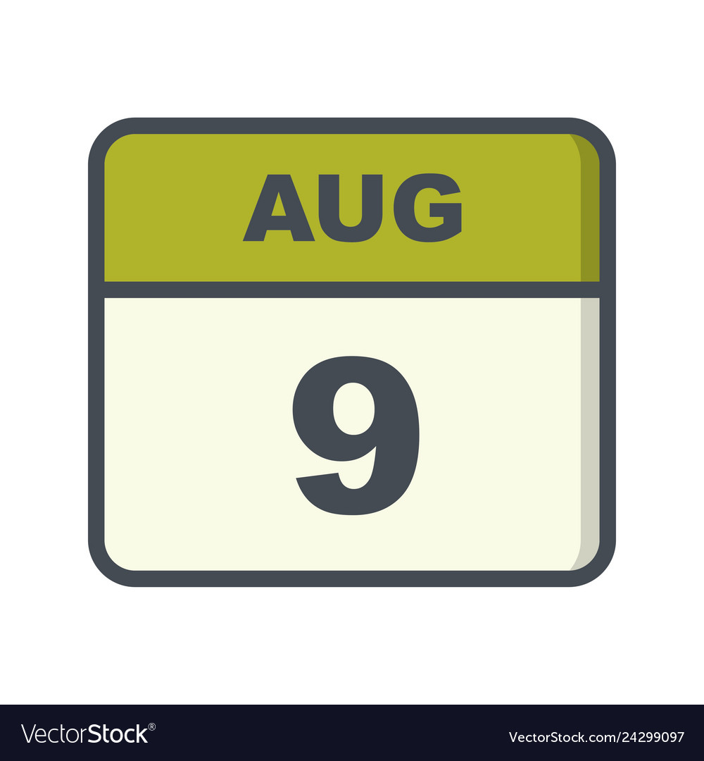 August 9th date on a single day calendar
