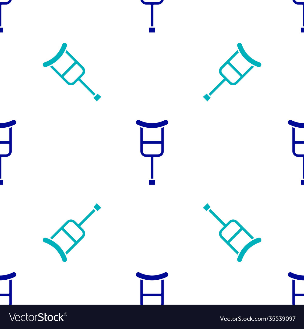 Blue crutch or crutches icon isolated seamless