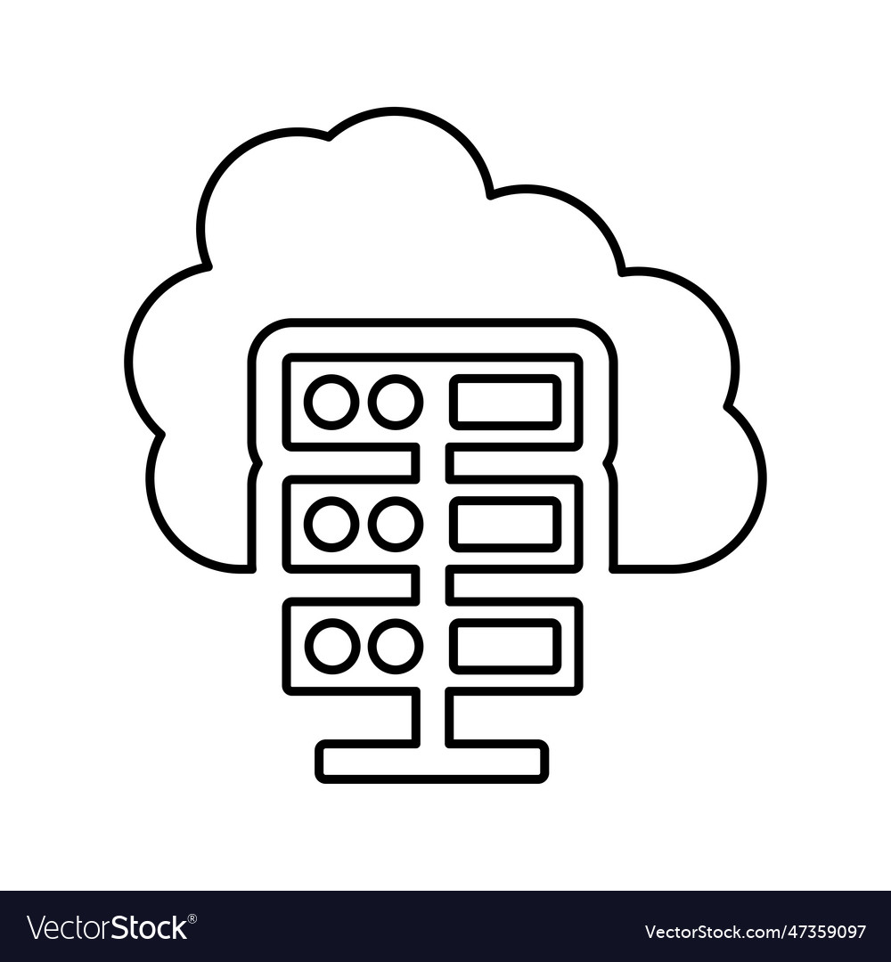Cloud database server icon line outline